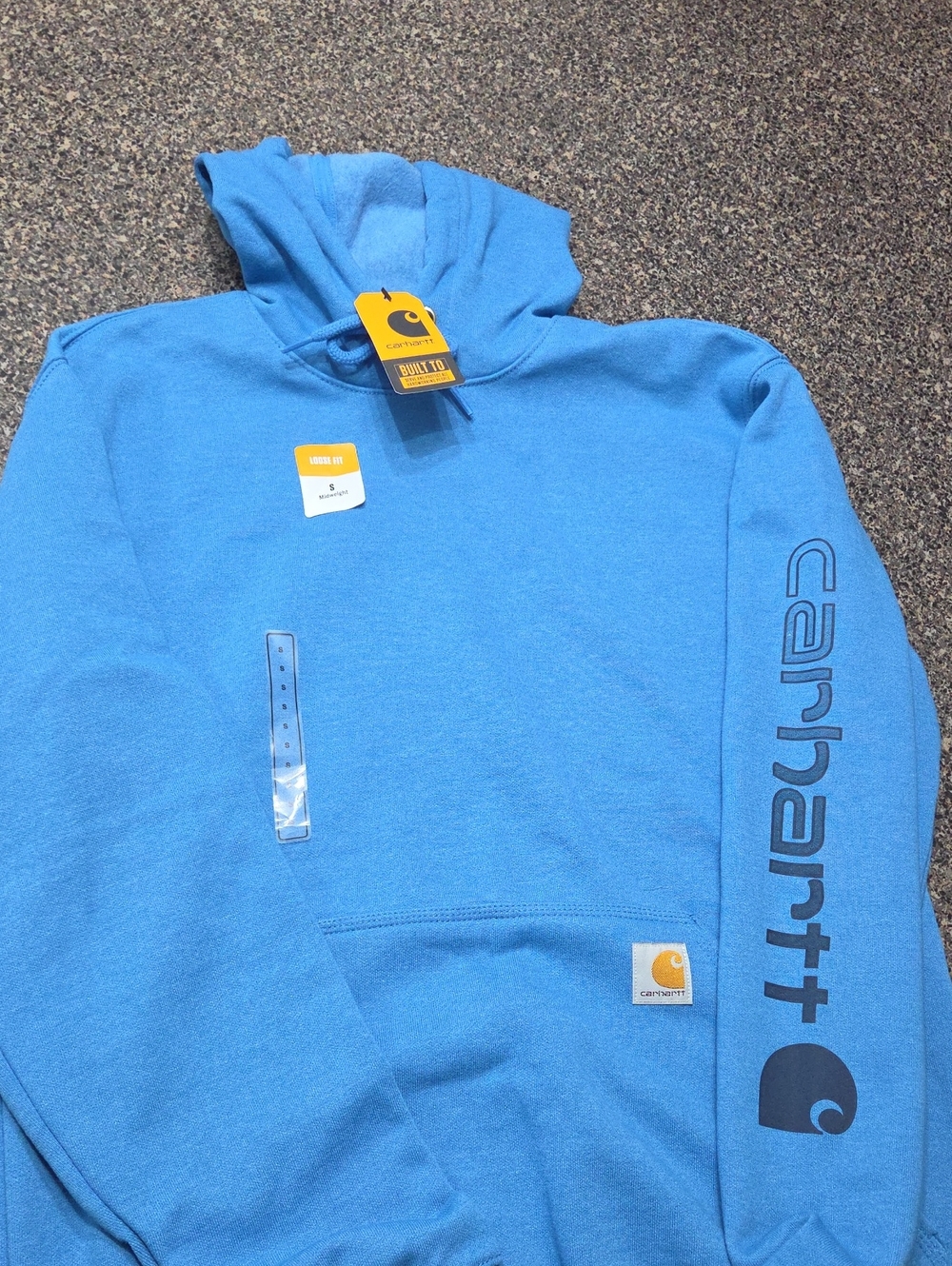 Carhartt Bright Blue Sleeve Logo Pullover Hoodie